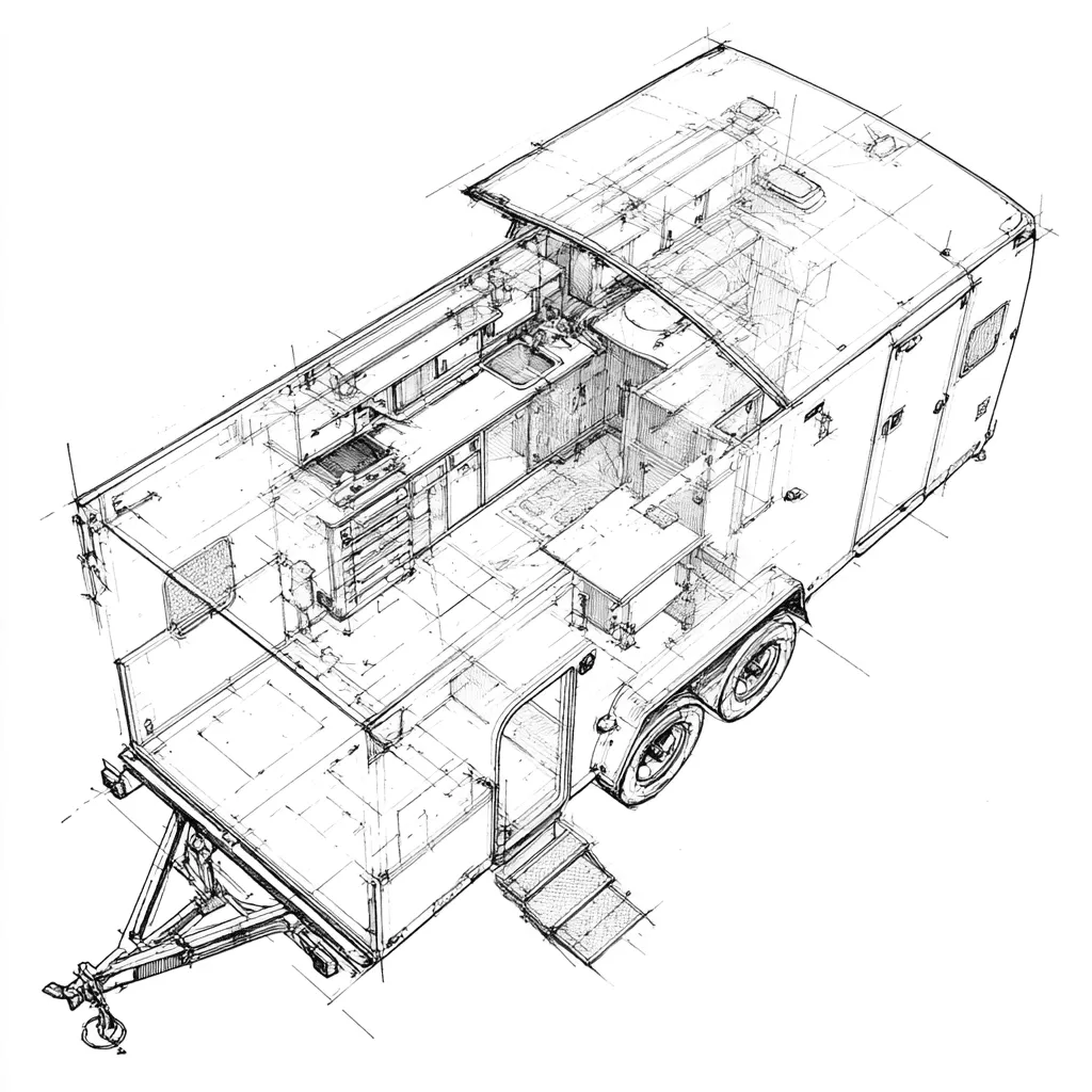 sketch of inside of an RV